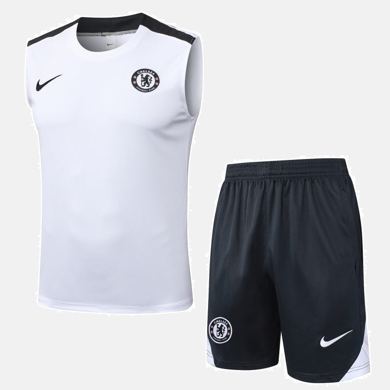 Chelsea Kit White Jersey + Shorts - No Sleeve 25/26