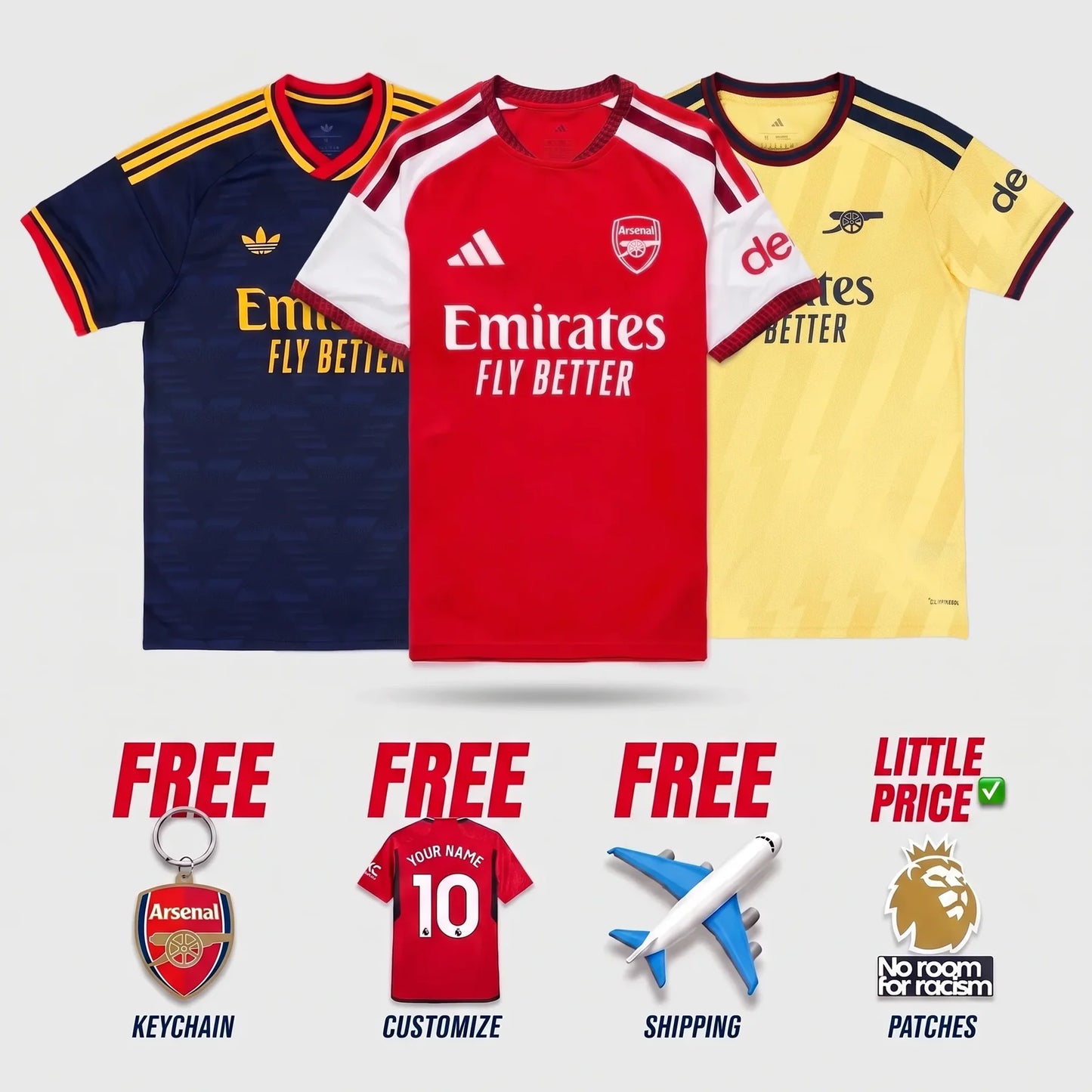 Combo Arsenal 26/27 Home, Away and Third Jerseys
