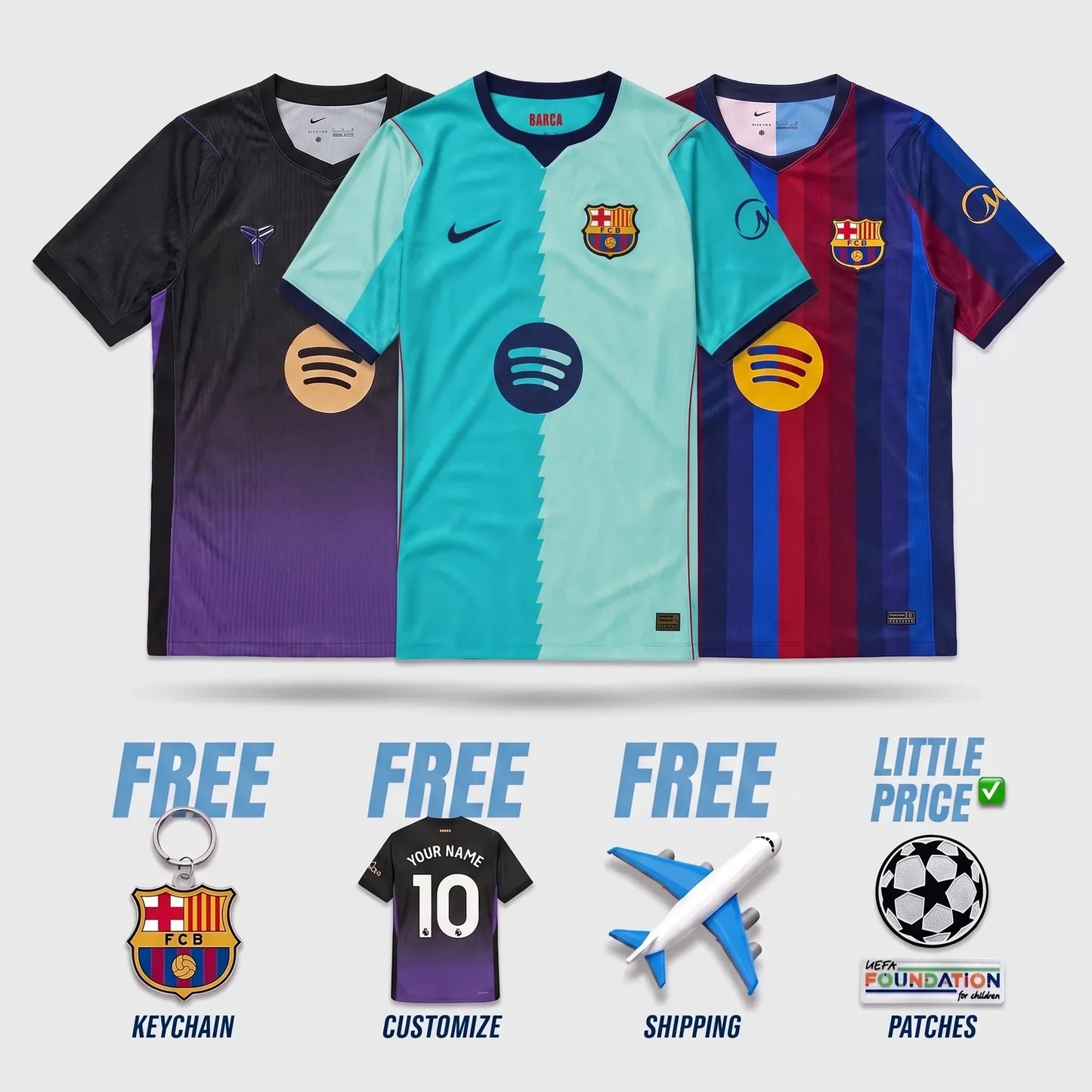 Combo Barcelona 26/27 Home, Away and Third Jerseys